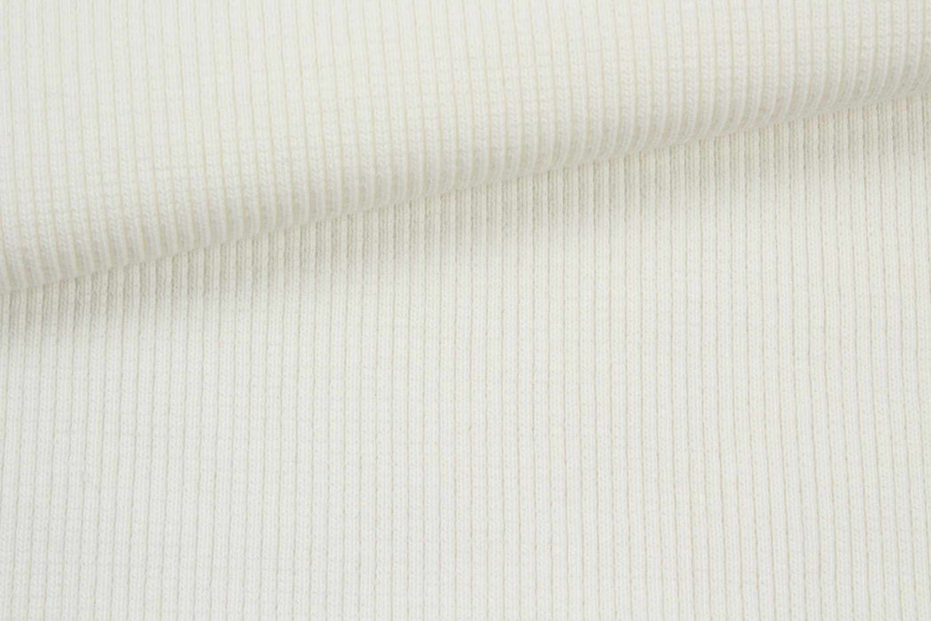 10 Mts Roll - Organic Cotton Stretch Rib 2x2 (Off-white) - OFFER: 8,20€/MT-Roll-FabricSight