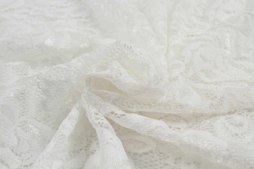 10 Mts Roll - Stretch Lace with Floral Pattern (White) - OFFER: 7€/MT-Roll-FabricSight
