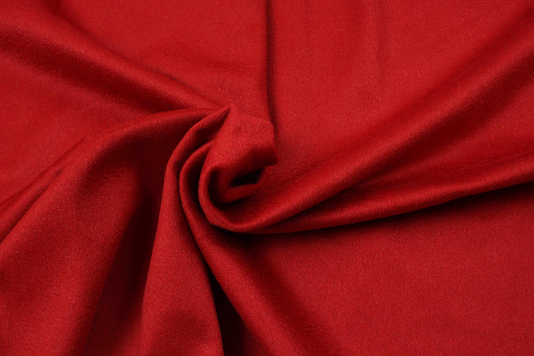 100% Cashmere Coat Fabric - Brushed, Soft, Luxurious, Red-Fabric-FabricSight