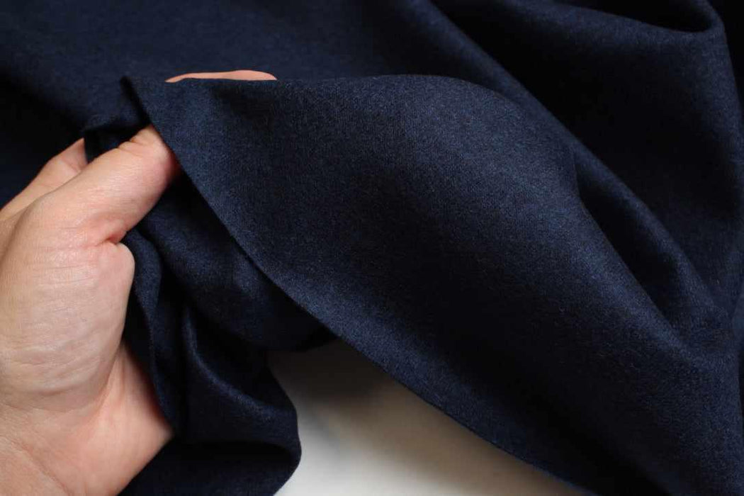 100% Cashmere Jersey – Navy Blue Mélange (Yarn Dyed)-Fabric-FabricSight