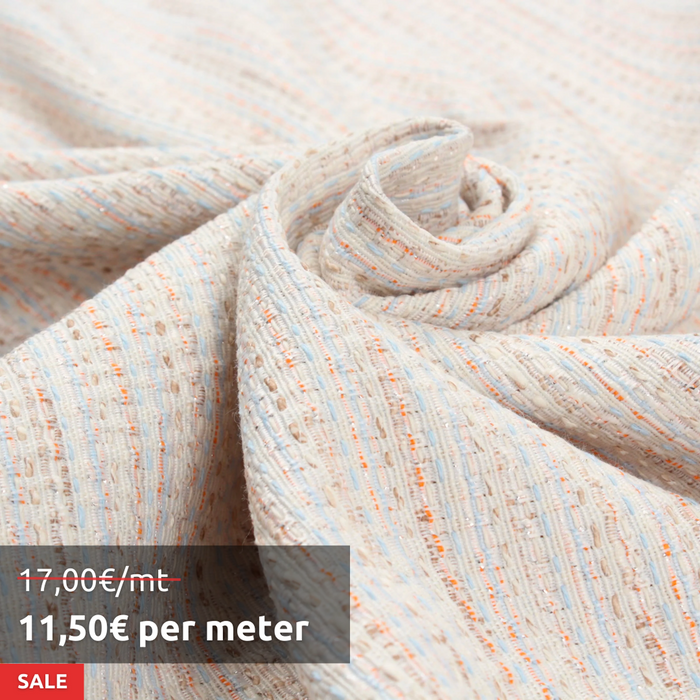 13 Mts Roll - Cotton Blend Tweed Jacquard with Lurex Yarn - OFFER: 11,50€/Mt-Roll-FabricSight