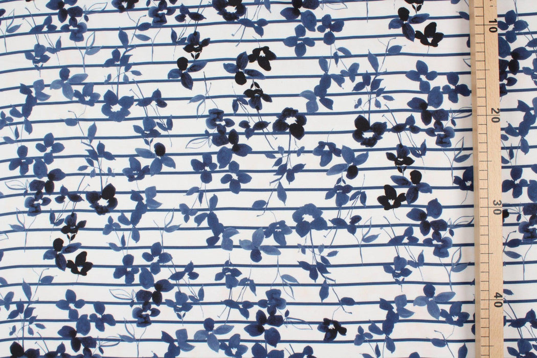 20 MTS ROLL - Fluid Printed Twill Satin - Stripes and Flowers - OFFER: 3€/MT-Roll-FabricSight