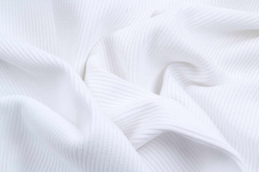 3 Mts - Stretch Organic Cotton Rib 2x2 for Tops (Optical White) - OFFER: 8'95€/Mt-Roll-FabricSight