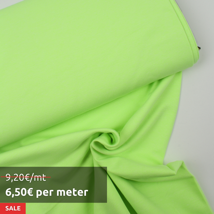 6 Mts Roll - Brushed Fleece Organic Cotton (Green Fluor) - OFFER: 6,50€/Meter-Roll-FabricSight