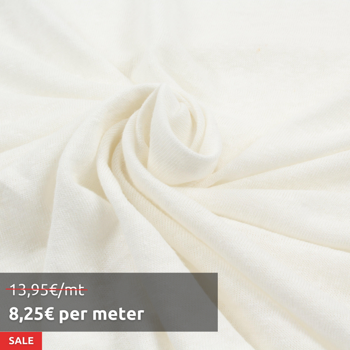 8 Mts Roll - Linen Viscose Jersey for T-Shirts (OFF-WHITE) - OFFER: 8,25€/MT-Roll-FabricSight
