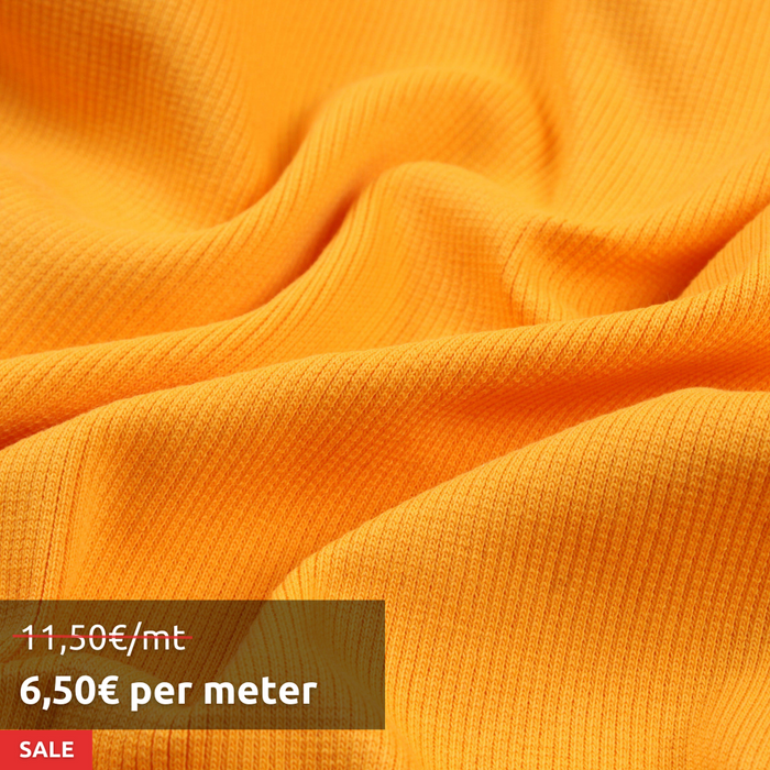 8 Mts Roll - Organic Cotton Stretch Rib 2x2 (Mango Sorbet) - OFFER: 6,50€/MT-Roll-FabricSight