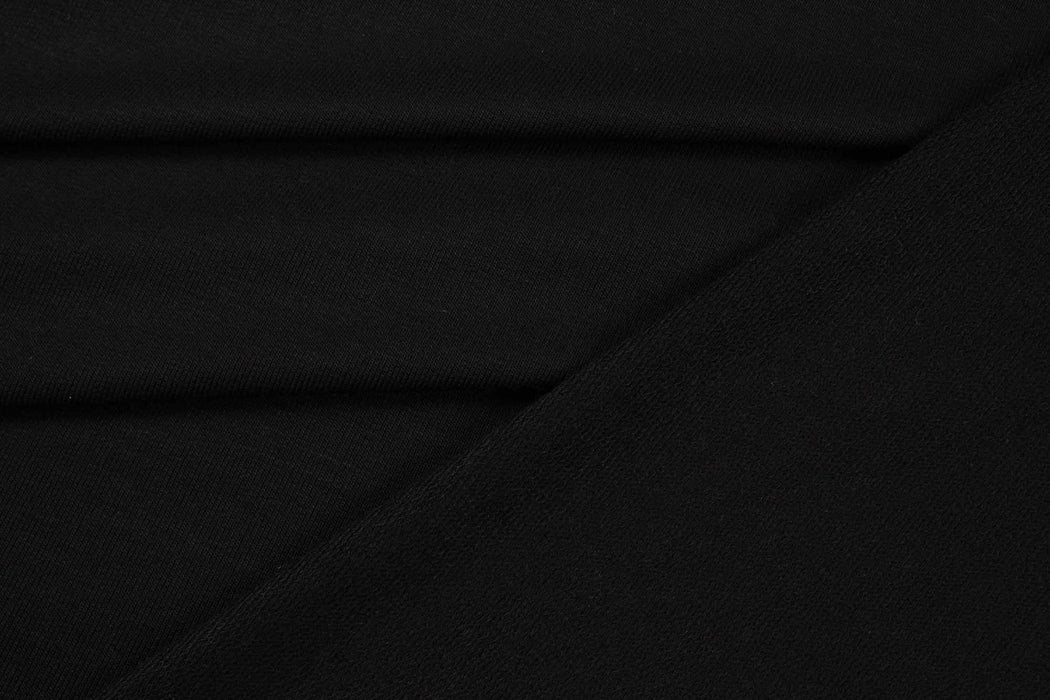 Bamboo Light French Terry - Stretch - Black (1 Meter Remnant)-Remnant-FabricSight