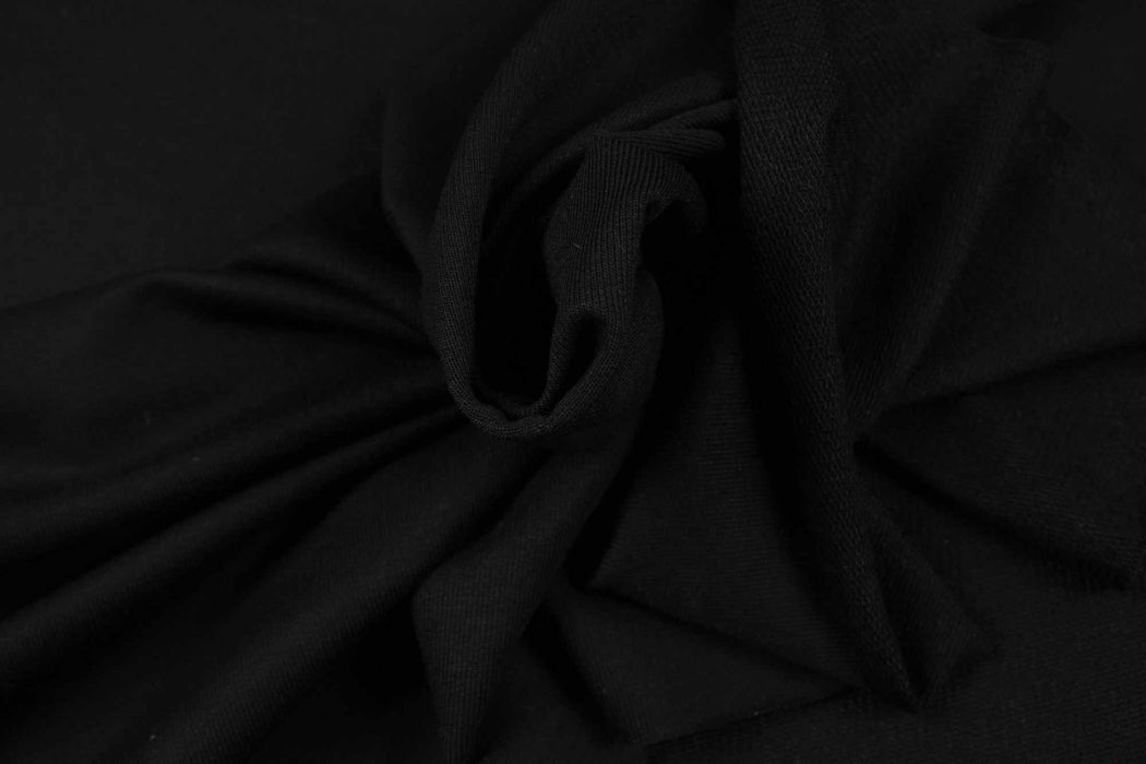 Bamboo Light French Terry - Stretch - Black (1 Meter Remnant)-Remnant-FabricSight
