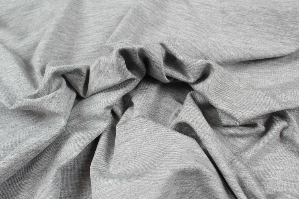 Bamboo Light French Terry - Stretch - Light Grey Melange (1 Mt Remnant)-Remnant-FabricSight
