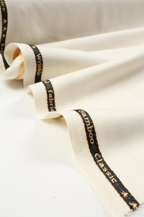 Bamboo Twill for Trousers - Stretch - Off White (1.5 Mts Remnant)-Remnant-FabricSight