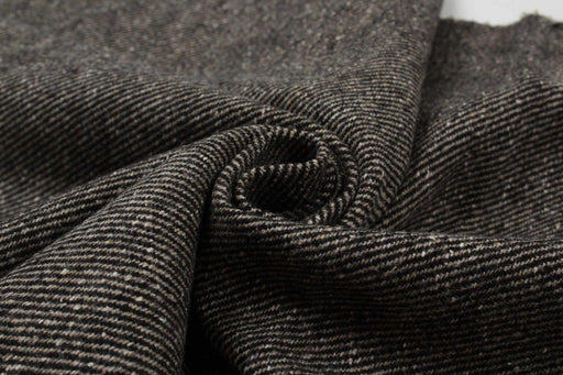Bi-Color Recycled Wool Twill for Outwear - Brown and Black-Fabric-FabricSight