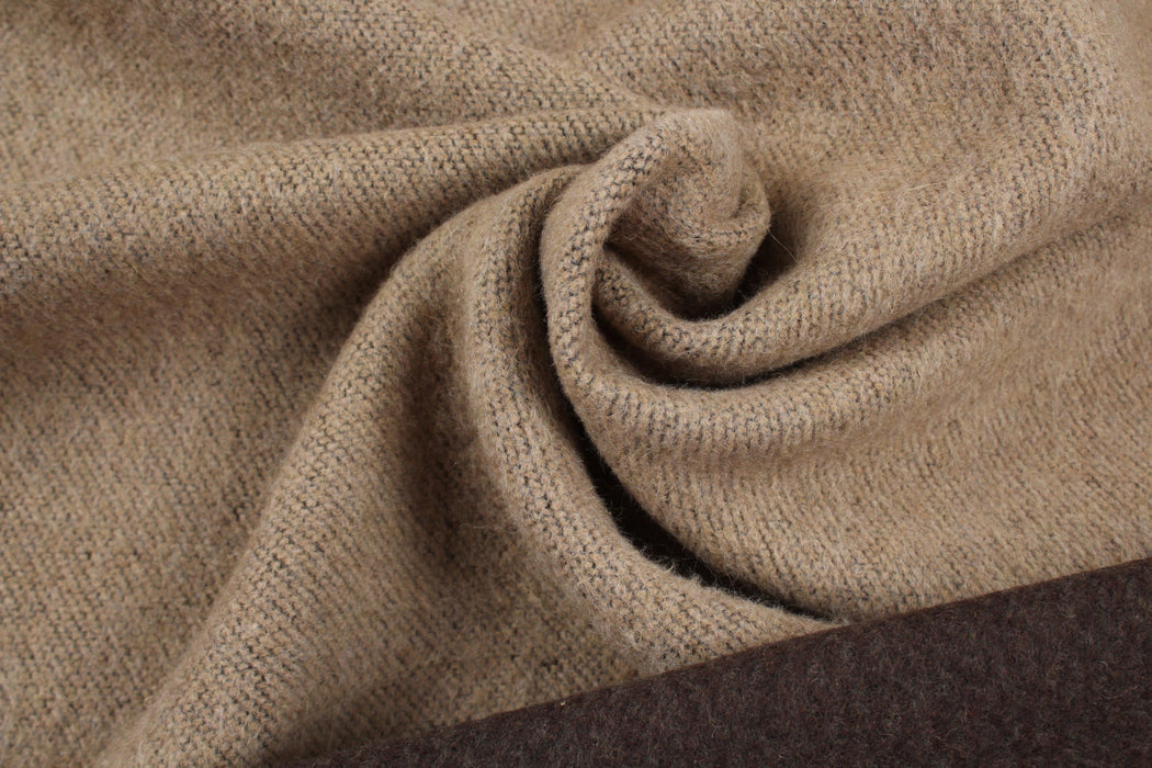 Bi-color Double Face Recycled Wool - Beige / Brown-Fabric-FabricSight
