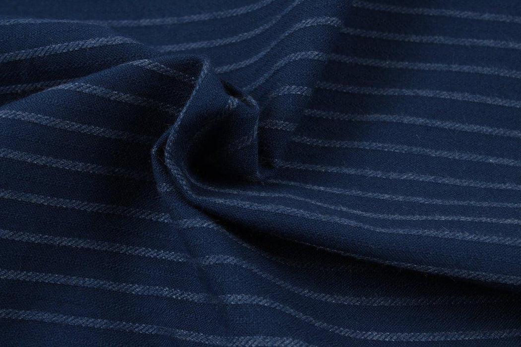 Blue Cotton Stripes - Braided Look-Fabric-FabricSight
