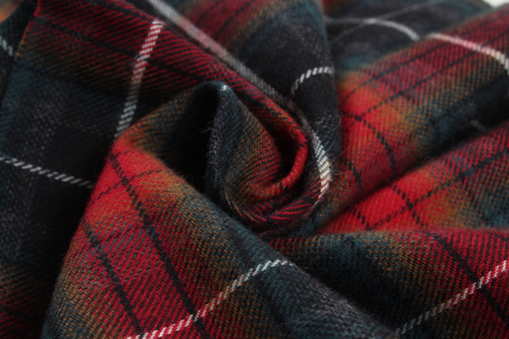 Brushed Twill Flannel for Shirting - Red Checks-Fabric-FabricSight