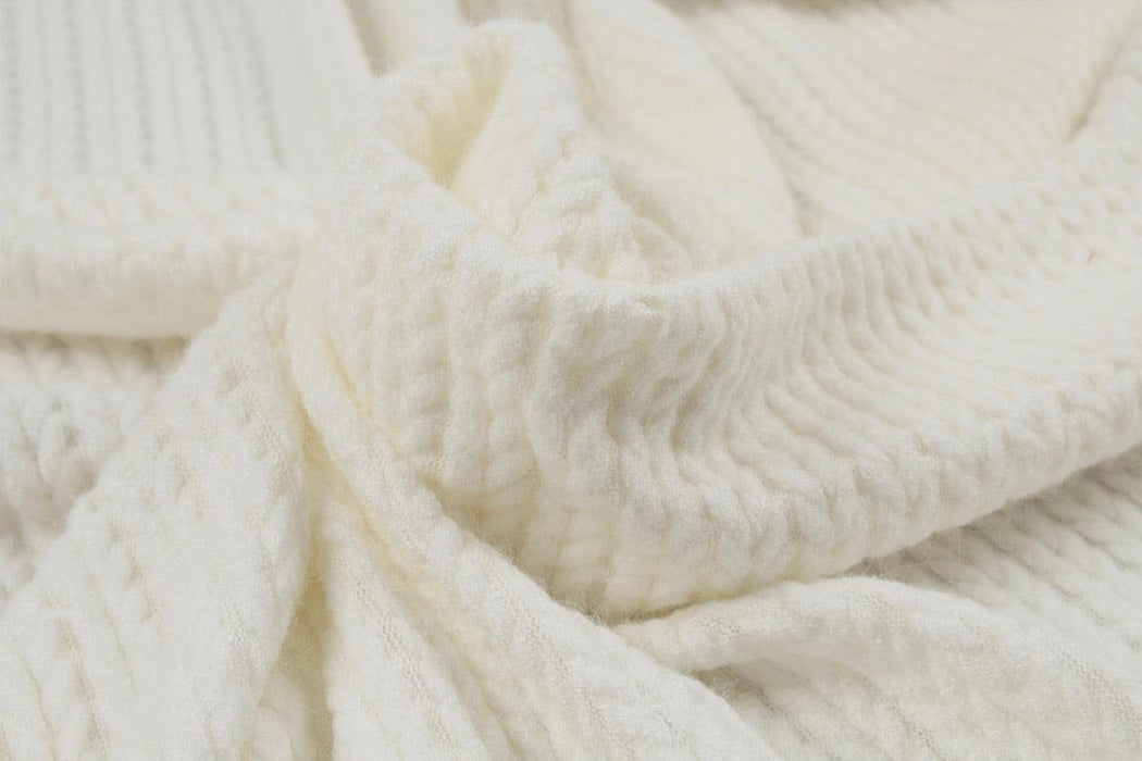 Cashmere Touch Knitted Jacquard - Cable-knit-Roll-FabricSight