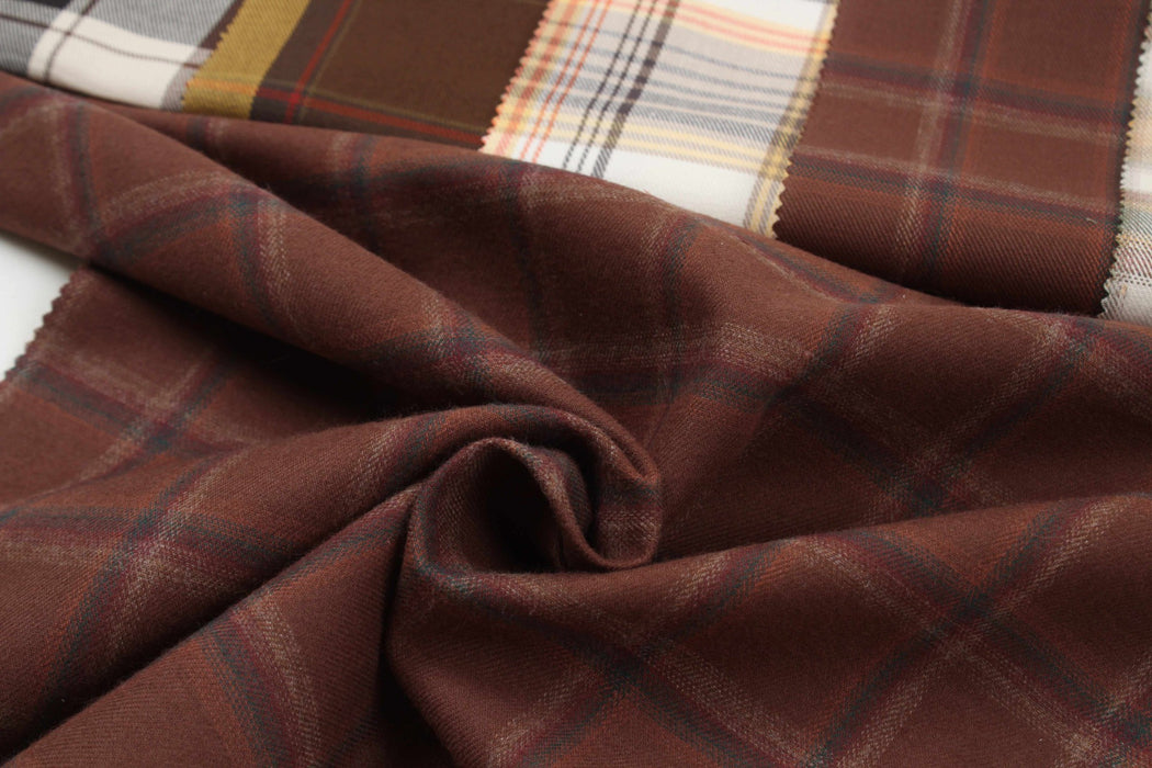 Checks Cotton Brushed Flannel - 3 Variants Available-Fabric-FabricSight