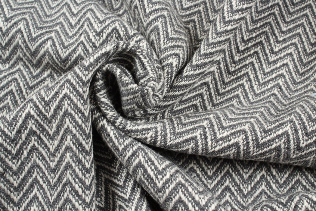 Chevron Jacquard Recycled Wool - Double Face-Fabric-FabricSight