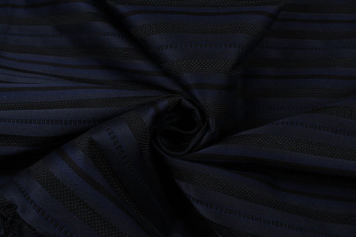Cotton Blend Jacquard Stripes - Mid-Weight - Blue and Black-Fabric-FabricSight