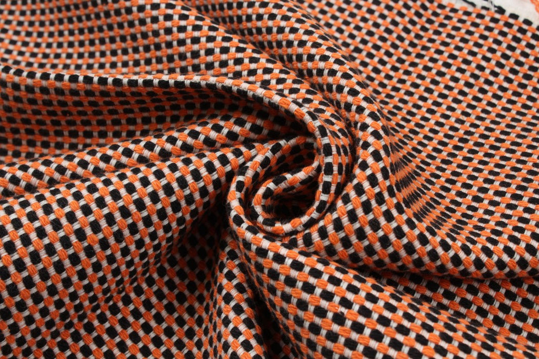 Cotton Blend Tweed - Multicolor Small Checks-Fabric-FabricSight