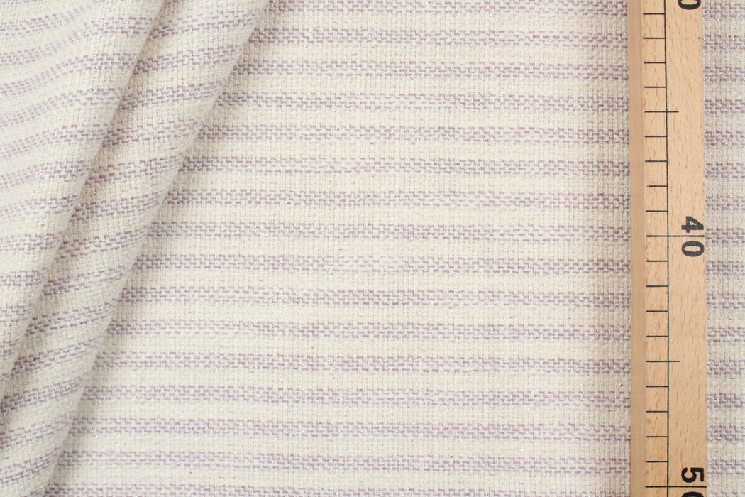 Cotton Blend Tweed - Stripes with Silver Lurex-Fabric-FabricSight