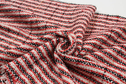 Cotton Blend Tweed with Lurex - Multicolor Stripes-Fabric-FabricSight