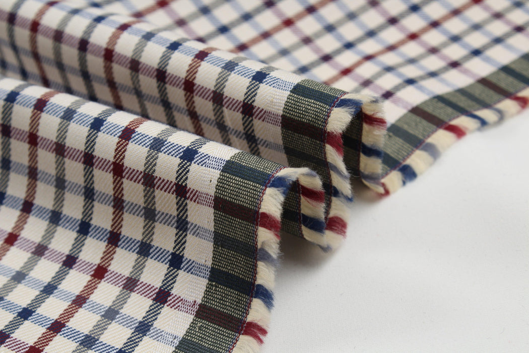 Cotton Checks Twill for Shirting - Multicolor-Fabric-FabricSight