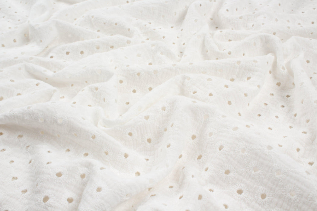 Cotton Double Face Muslin - English Embroidery - Floral-Fabric-FabricSight