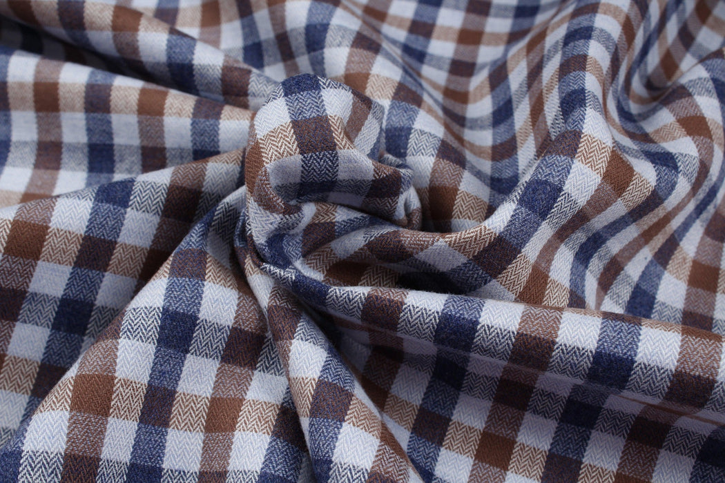 Cotton Flannel Shirting - Three Colors Checks (Remnant)-Remnant-FabricSight