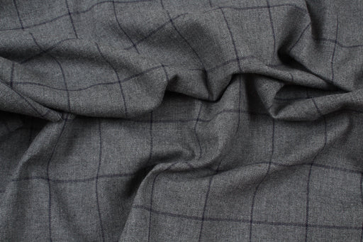 Cotton Flannel Windowpane - Grey-Fabric-FabricSight