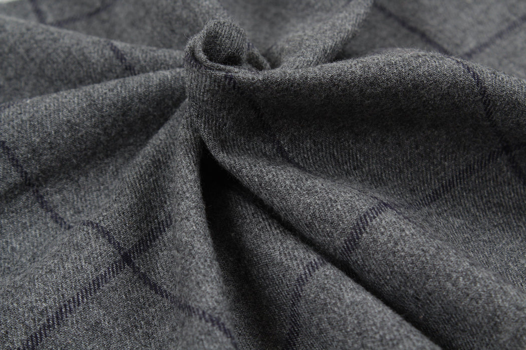 Cotton Flannel Windowpane - Grey-Fabric-FabricSight