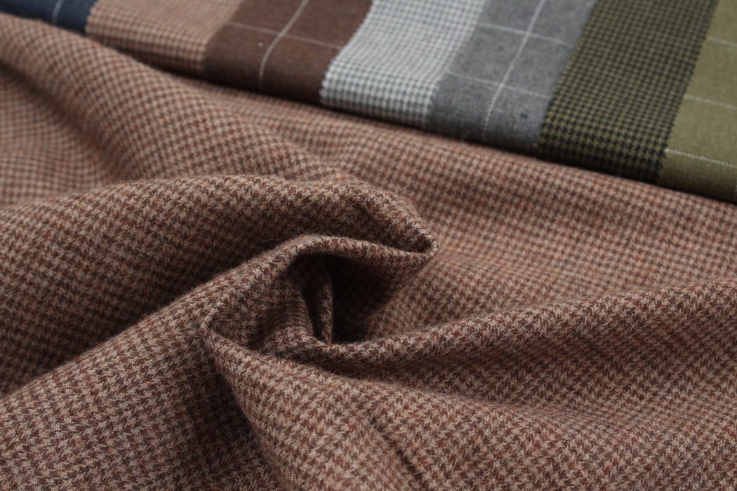 Cotton Flannel for Shirts - Houndstooth and Windowpane Checks-Fabric-FabricSight