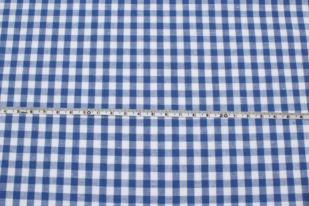 Cotton Linen Fabric for Summer - Vichy Checks and Stripes (Blue)-Fabric-FabricSight