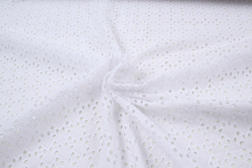 Cotton Rhombus Embroidery - Optical White-Fabric-FabricSight