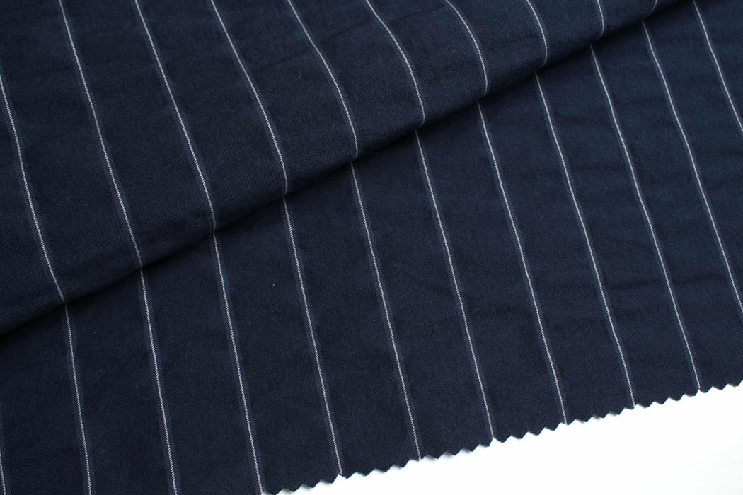 Cotton Seersucker – Wide Pinstripe for Trousers-Fabric-FabricSight