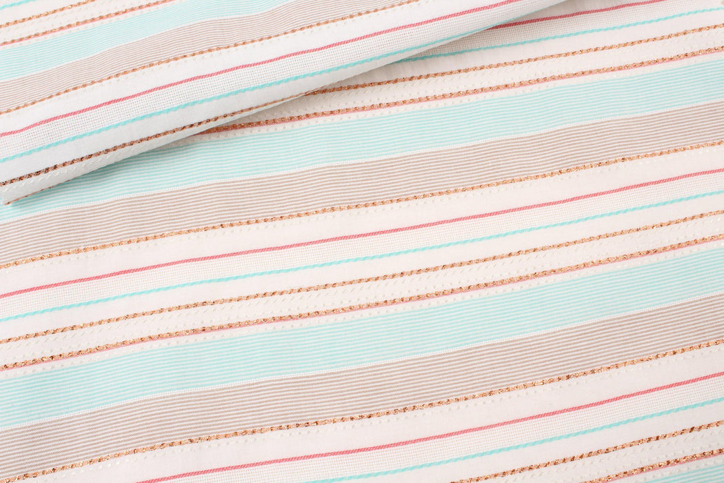 Cotton Stripes - Copper Lurex-Fabric-FabricSight