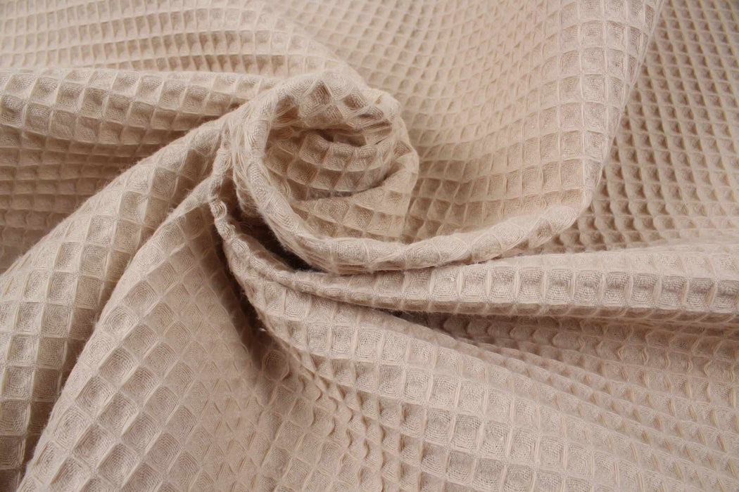 Cotton Waffle - 18 Colors Available - Beige-Roll-FabricSight