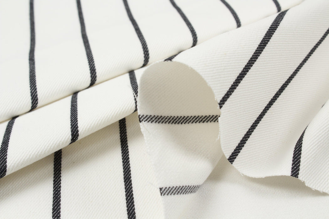 Cotton and Ecovero Viscose Twill for Bottoms and Jackets - Stripes-Fabric-FabricSight