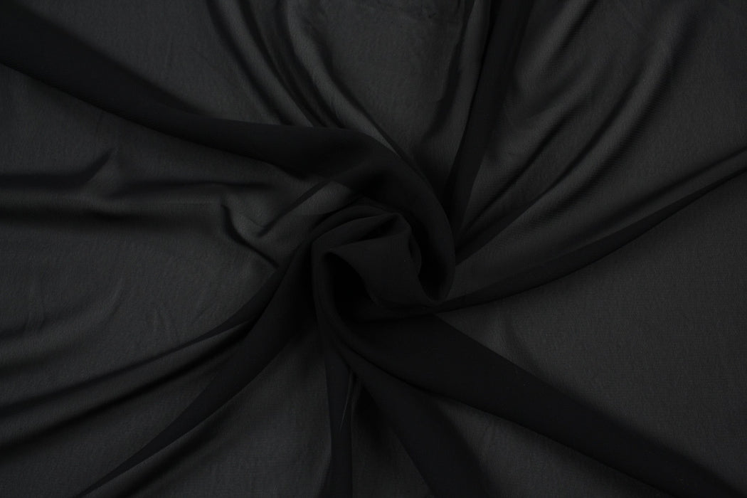 Crepe Polyester Voile - Light-Weight - Black-Fabric-FabricSight