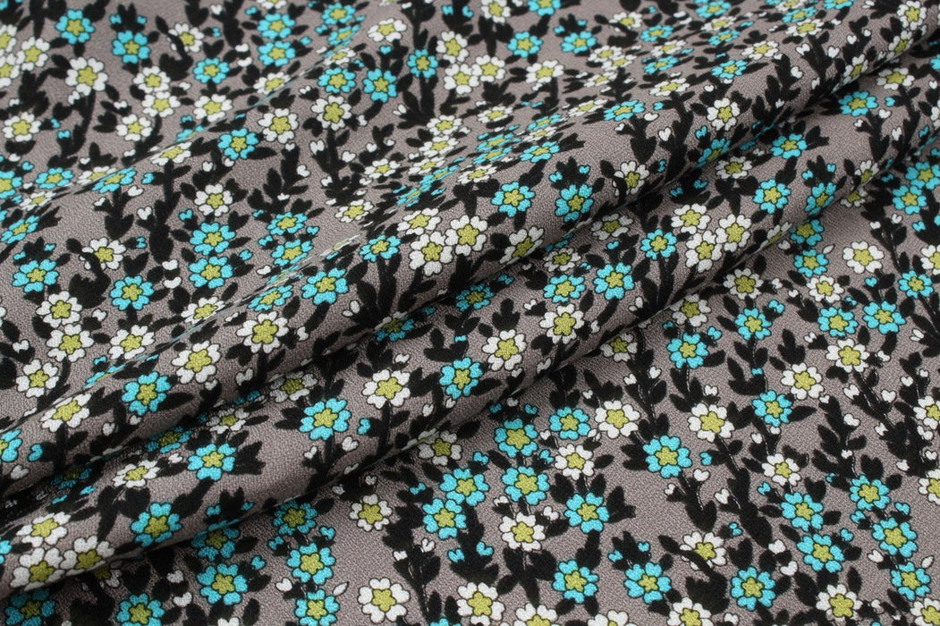 Crepe de Chine - Viscose Wool Blend - Ditsy Floral Print-Fabric-FabricSight