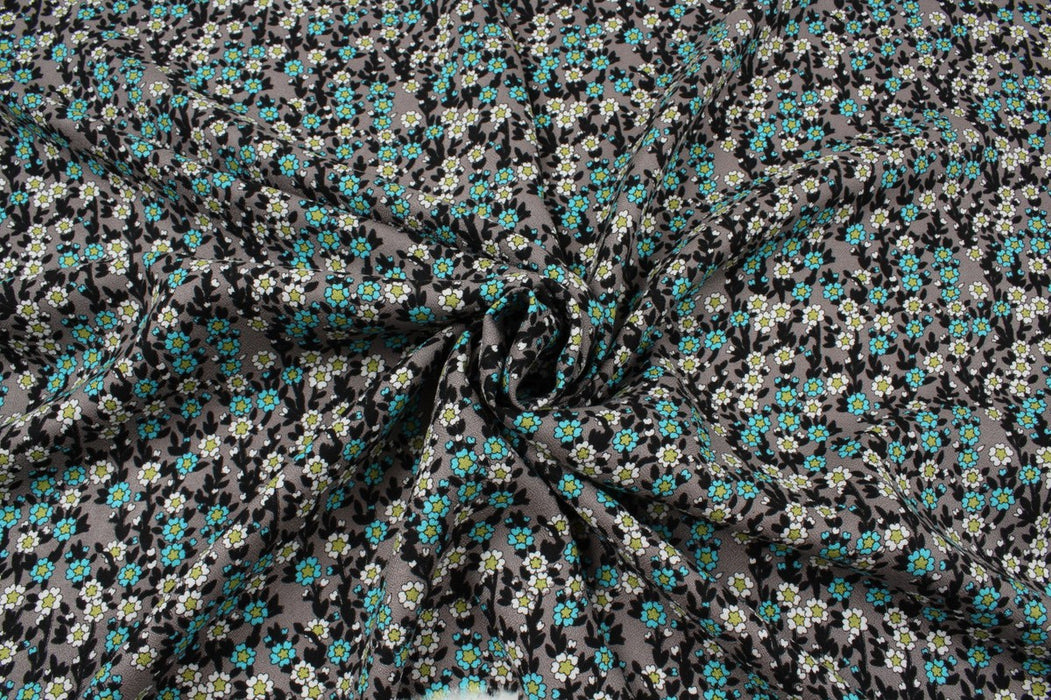 Crepe de Chine - Viscose Wool Blend - Ditsy Floral Print-Fabric-FabricSight
