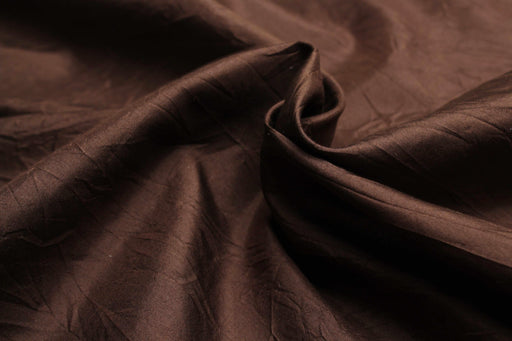 Crinkled Silk Taffetta - Brown-Fabric-FabricSight