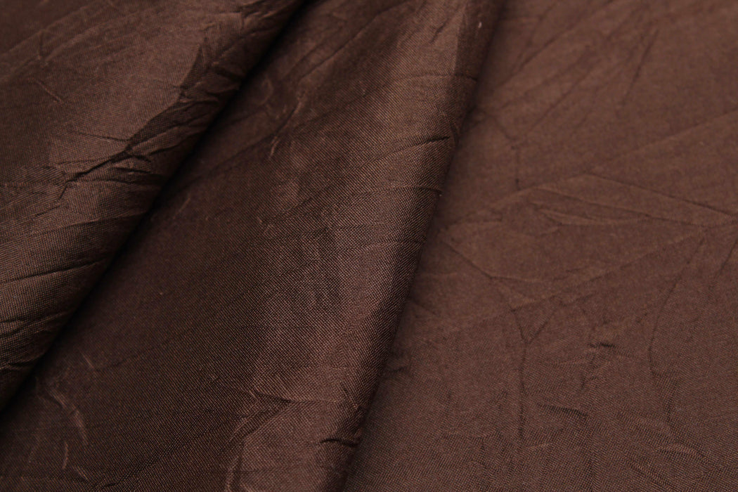 Crinkled Silk Taffetta - Brown-Fabric-FabricSight