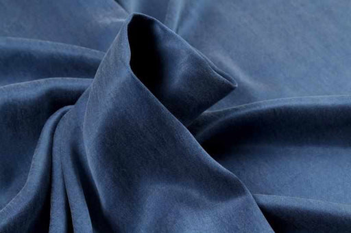 Cupro Viscose Blend Twill, Vegan Certified - Classic Blue (Remnant)-Remnant-FabricSight