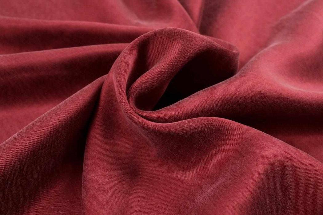 Cupro Viscose Blend Twill, Vegan Certified - Equestrian Red (Remnant)-Remnant-FabricSight