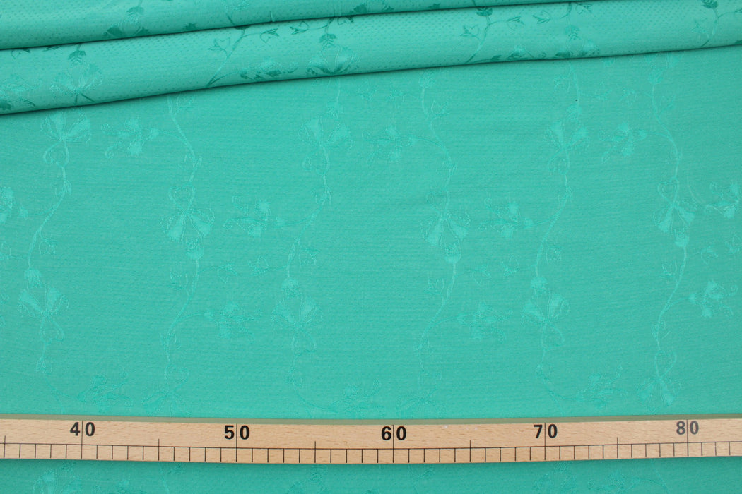 Cupro Viscose Decorative Jacquard - Sea Green - 16-5421 TPG-Fabric-FabricSight