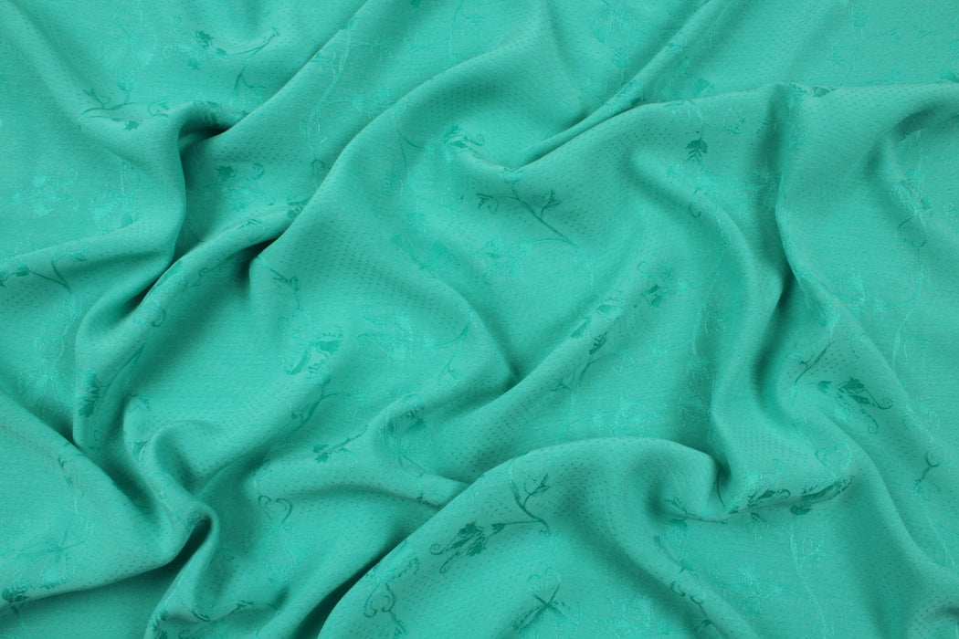 Cupro Viscose Decorative Jacquard - Sea Green - 16-5421 TPG-Fabric-FabricSight