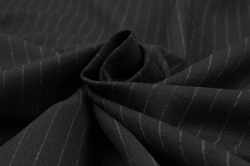 Diplomatic Stripes Twill for Suits - Polyester Blend - Black-Fabric-FabricSight