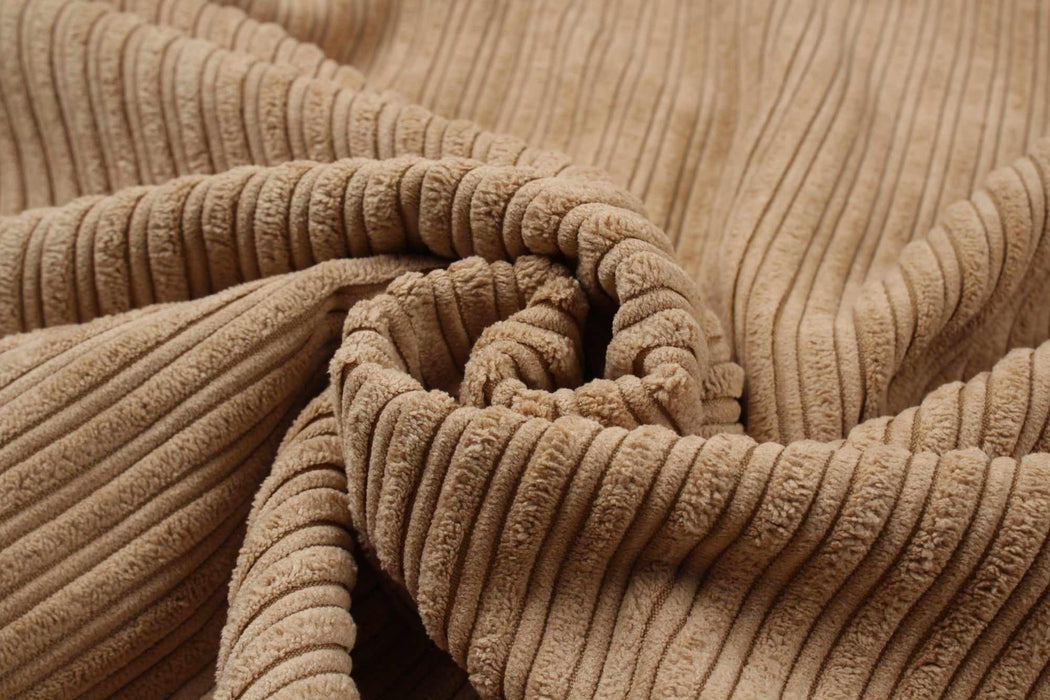 Double Face Fur/Corduroy - Extra Soft - Beige (1 Meter Remnant)-Remnant-FabricSight