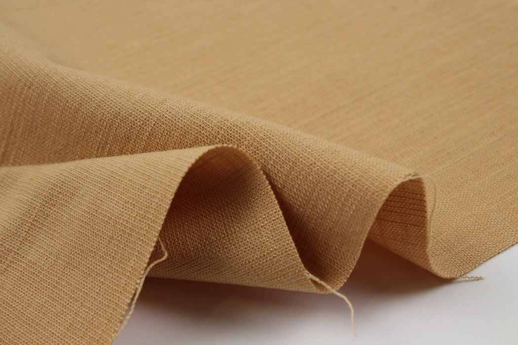 Ecovero Viscose and Cotton Slubbed Fabric - Camel Brown-Fabric-FabricSight