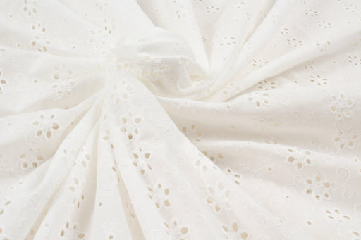 English Embroidery on Cotton Poplin - Floral-Fabric-FabricSight
